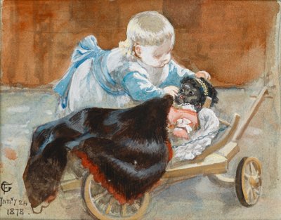 Frederica Playing with a Black Doll, 1878 by Frederick Goodall